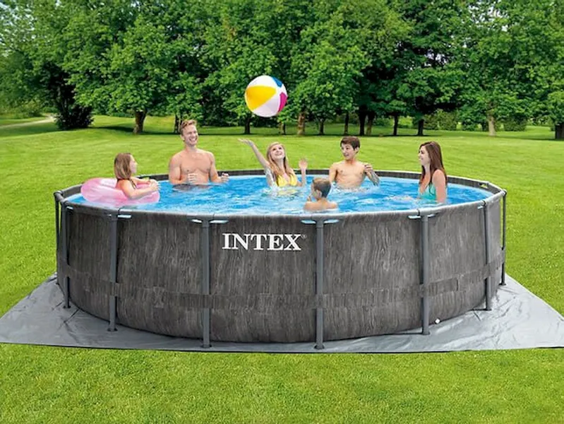 Intex Prism Frame Pool Greywood - 457 X 122 Cm – Met Filterpomp En Accessoires 4 Intex Prism Frame Pool Greywood - 457 X 122 Cm – Met Filterpomp En Accessoires - Afbeelding 2