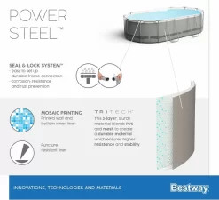 Bestway Power Steel Oval Zwembad - 427 X 250 X 100 Cm - Met Filterpomp En Accessoires -Winkel Voor Zwembadbenodigdheden 900 989 56620 02 power steel