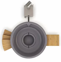 Houtgestookte Hottub Met Filteraansluiting - 4-6 Personen - Grijs -Winkel Voor Zwembadbenodigdheden ba inclusief