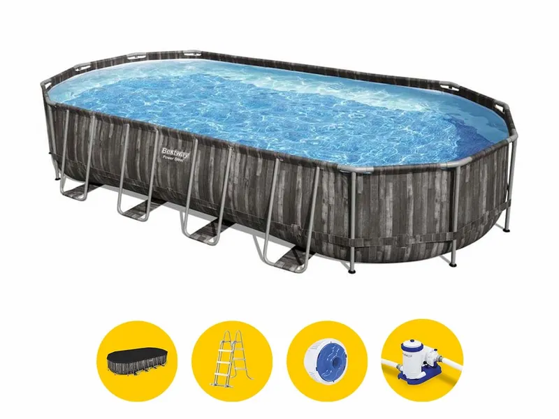 Bestway Power Steel Oval Zwembad - 732 X 366 X 122 Cm - Met Filterpomp En Accessoires