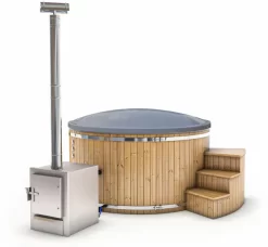 Houtgestookte Hottub Met Filteraansluiting - 4-6 Personen - Grijs -Winkel Voor Zwembadbenodigdheden cover grijs 1